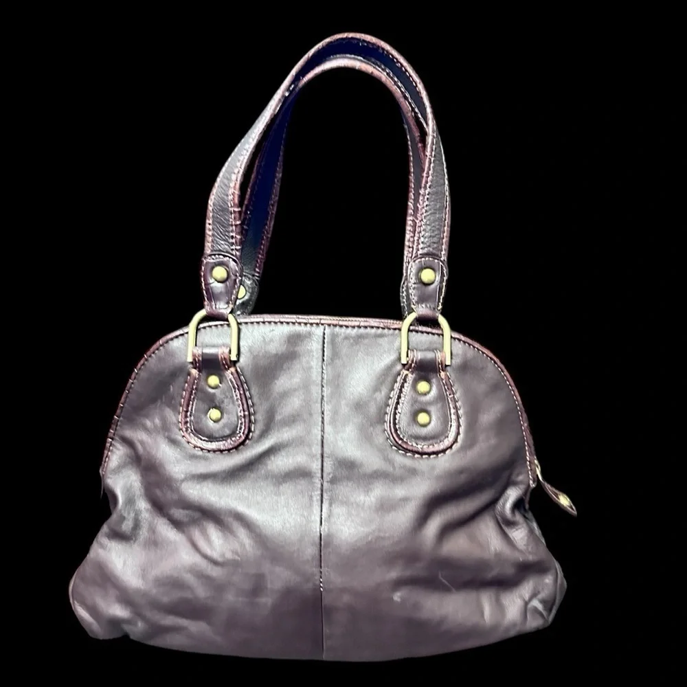 Vintage Via Spiga Hobo Brown Soft Leather Double Handle Tote Shoulder Bag Zipper